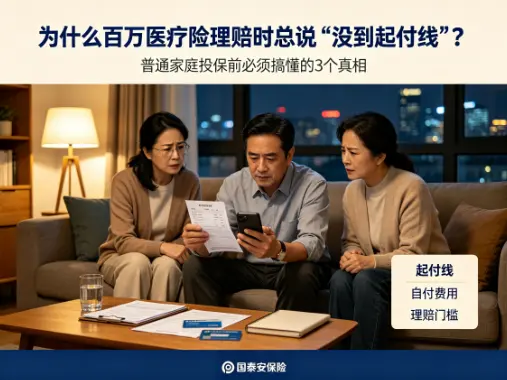 为什么百万医疗险理赔时总说“没到起付线”?普通家庭投保前必须搞懂的3个真相(图1) 为什么百万医疗险理赔时总说“没到起付线”?普通家庭投保前必须搞懂的3个真相(图1)