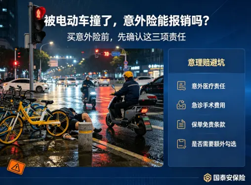 下班路上被电动车撞了,意外险到底怎么赔?(图1) 下班路上被电动车撞了,意外险到底怎么赔?(图1)