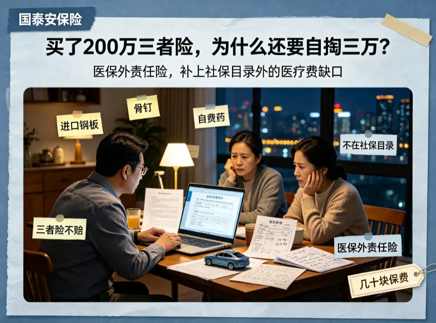 车险里的“隐藏彩蛋”:几十块的医保外责任险,能帮你省下几万块(图1) 车险里的“隐藏彩蛋”:几十块的医保外责任险,能帮你省下几万块(图1)